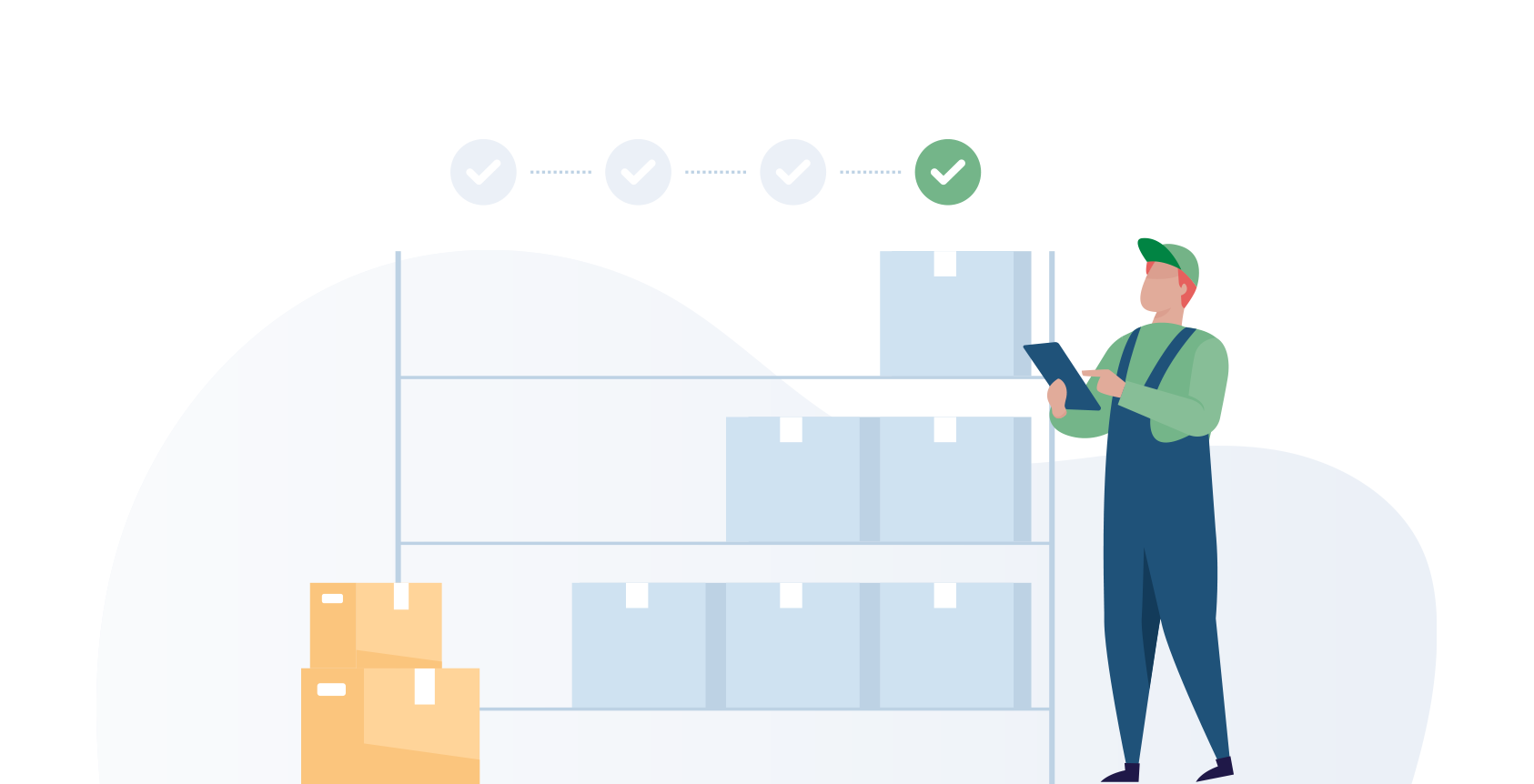 Amazon MCF seller standing in front of shelves of inventory boxes trying to reconcile forecasting accuracy